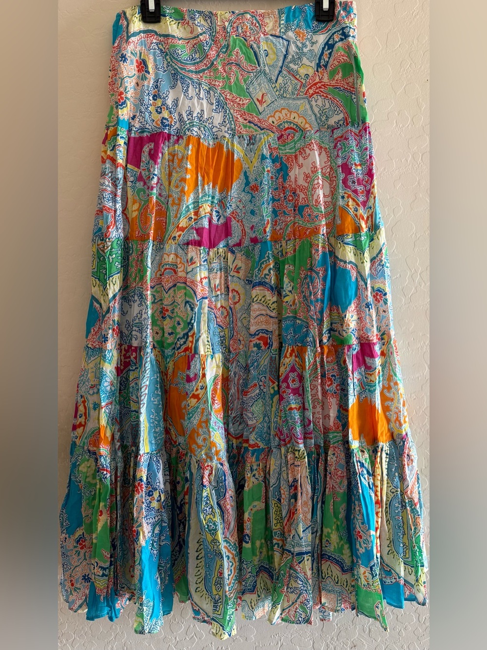 Lauren Ralph Lauren, small, 100% cotton paisley tiered skirt